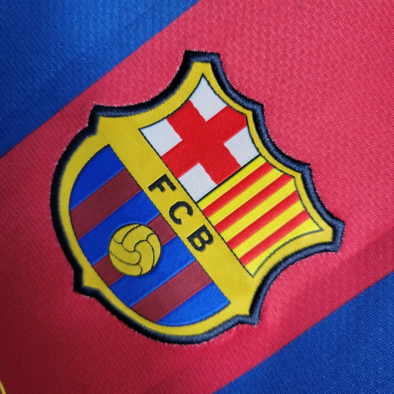 Camisa Barcelona Home 10/11 Retrô - Azul e Vermelha