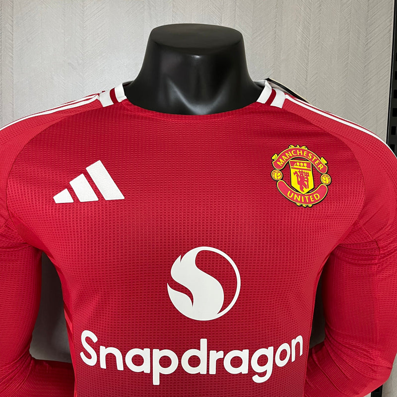 Manga longa Manchester United Home  24/25 Modelo Jogador