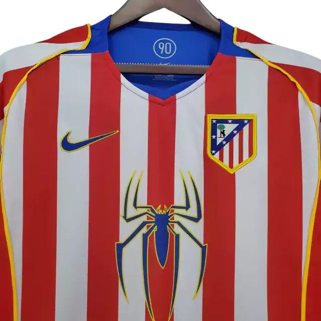 Camisa Atlético de Madrid Spider 04/05 Retrô - Branca e Vermelha