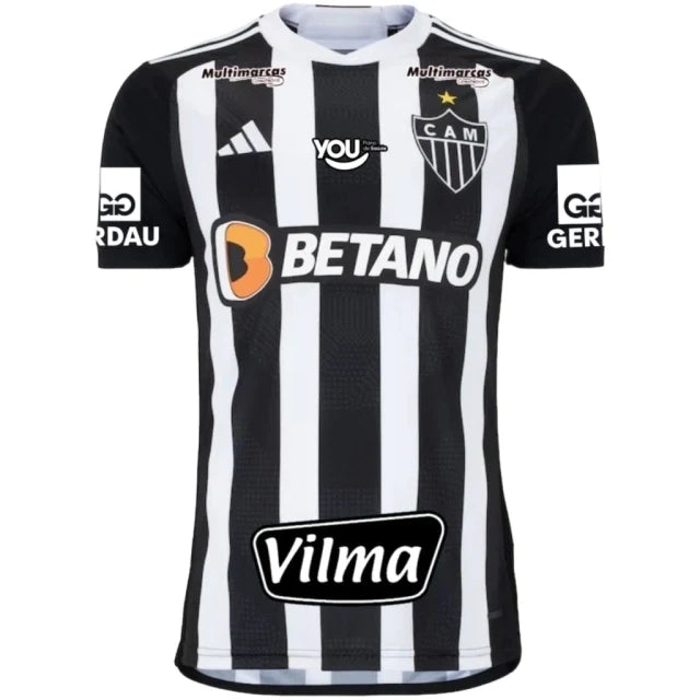 Camisa Atlético Mineiro Home 24/25 - Preta e Branca - C/ Patrocínio