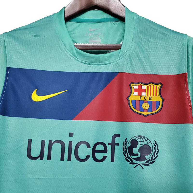 Camisa Barcelona Away 10/11 Retrô - Verde Água