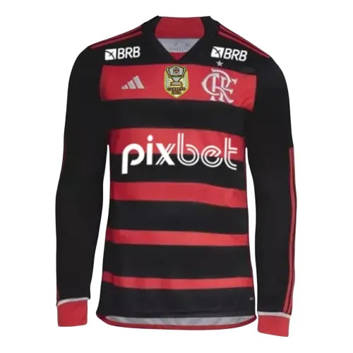 Camisa CRF Home 24/25 Manga Longa - Preta e Vermelha C/ Patrocínio