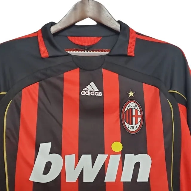 Camisa Milan Home 06/07 Retrô - Vermelha e Preta