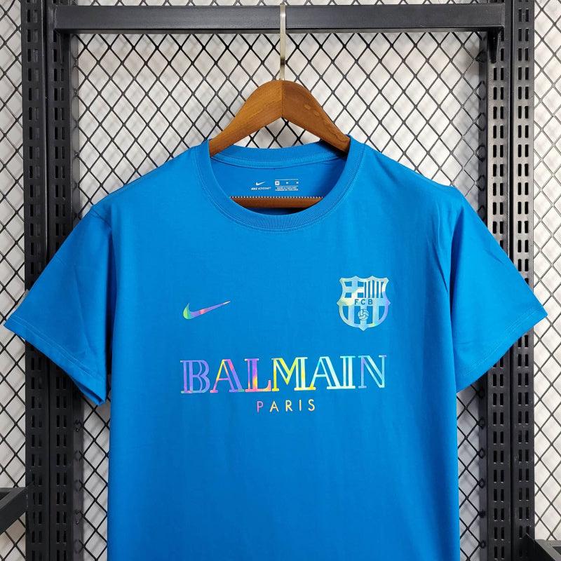 Camisa Refletiva Barcelona x Balmain 24/25 s/n° Torcedor Masculino - Azul