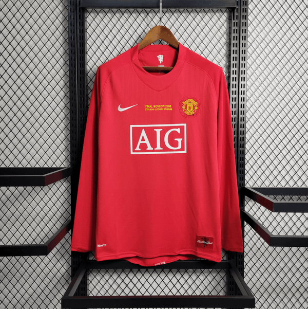 Camisa Manga longa Manchester United 2007/08 - Retrô Masculino - Vermelha