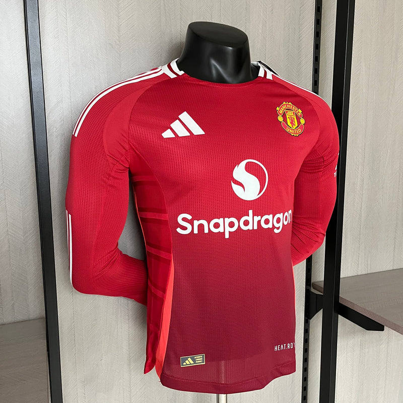 Manga longa Manchester United Home  24/25 Modelo Jogador