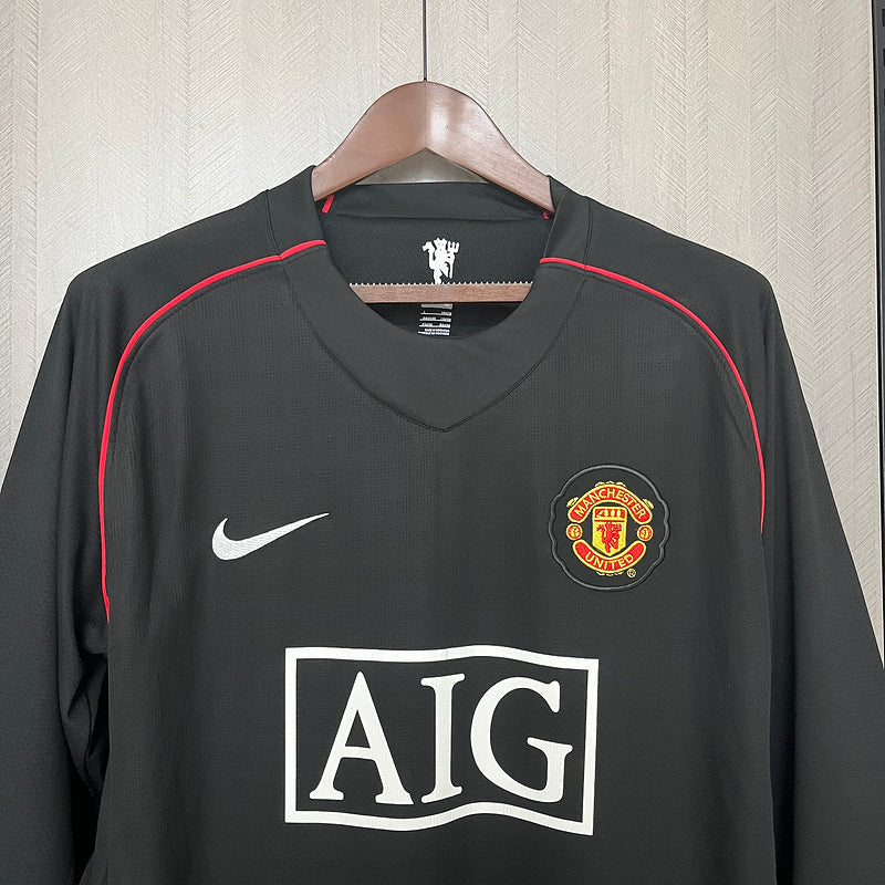 Camisa Retrô Away II do Manchester United 2007 Preta  - Manga Longa