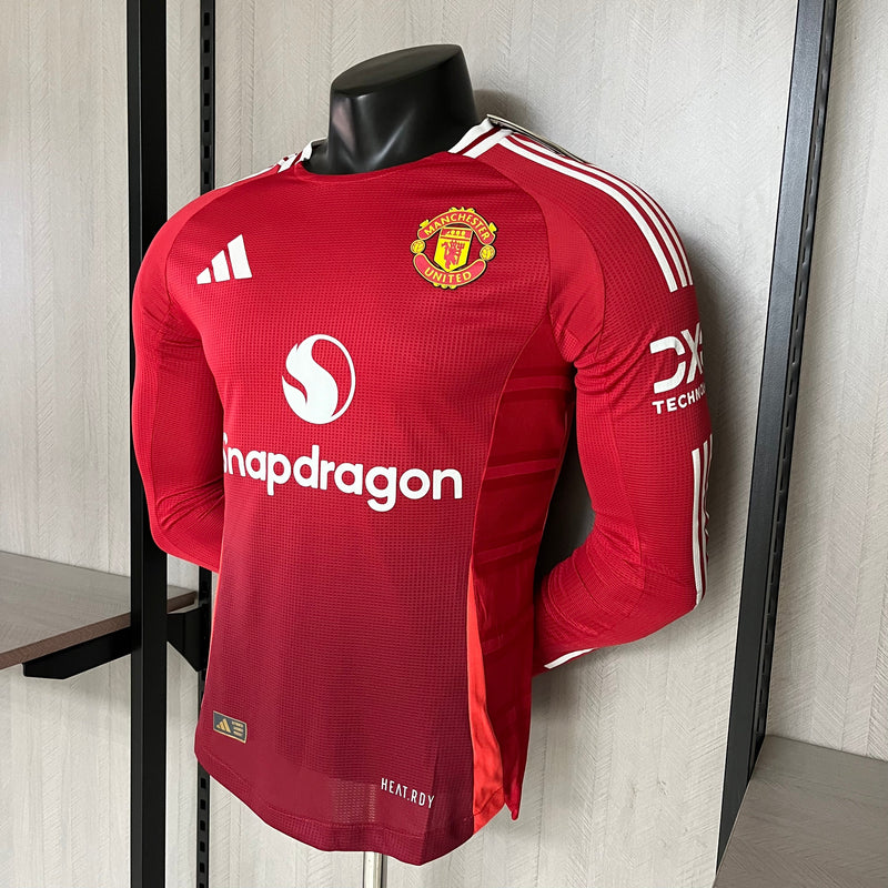 Manga longa Manchester United Home  24/25 Modelo Jogador