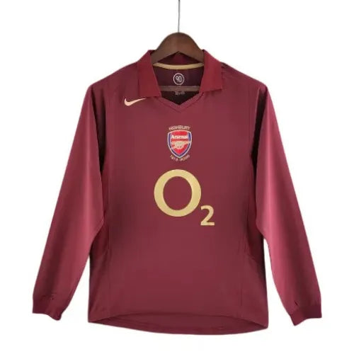 Camisa Arsenal Home 05/06 Retrô Manga Longa - Vinho